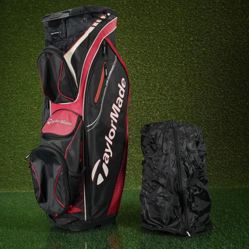 TaylorMade San Clemente Cart Golf Bag Black/Red 14-Way Divider & Hood ~ USED!