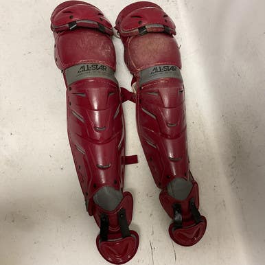 Used All-Star LG40SPRO Catchers Leg Guards Maroon Intermed 11855-S000200893