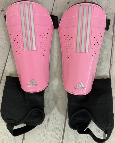 Adidas 11pro Youth XL Soccer Ventilated Shin Guards Open Toed Ankle Padding Pink