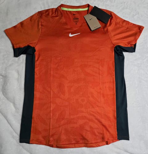 Nike Court Dri FIT Advantage Orange Tennis Shirt Top Men’s Medium DX5537-893