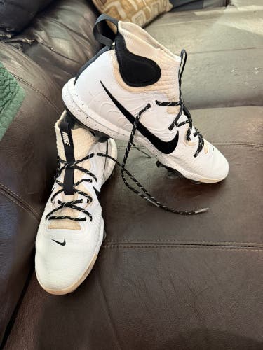 White Men's Size M 11.5 (W 12.5) Adult Nike Alpha Huarache NXT High Top Molded Cleats (Used)