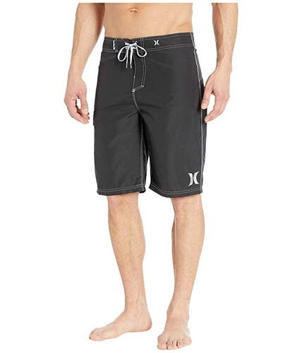 Hurley One Only Boardshort 22 Men's 42in Black Wolf Grey Drawstring Waist ERK880