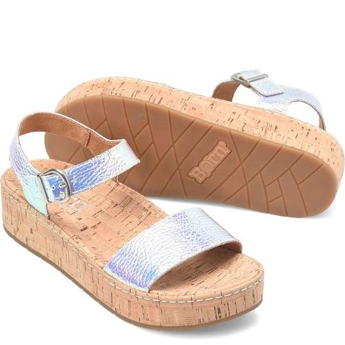 Born Sari BR0035556 Sandals Women's 10 Silver Metallic Leather Platform ZOGG1263
