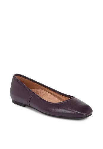 Vionic Orinda Ballet Flats Womens US 9.5 Winter Plum Purple Leather Shoes ZAP122