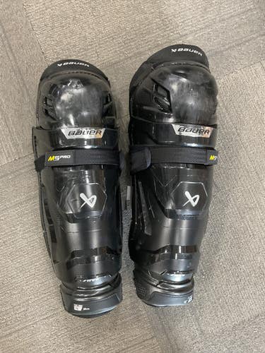 Used Bauer M5 PRO Senior Shin Guards Black 15" 11614-S000233599