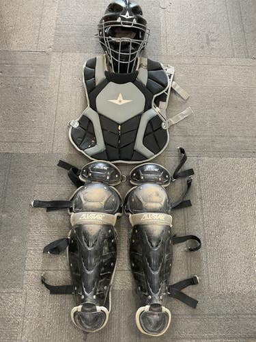 Used All Star YOUTH CATCHERS SET Catchers Chest Protector Black Youth 11614-S000233582