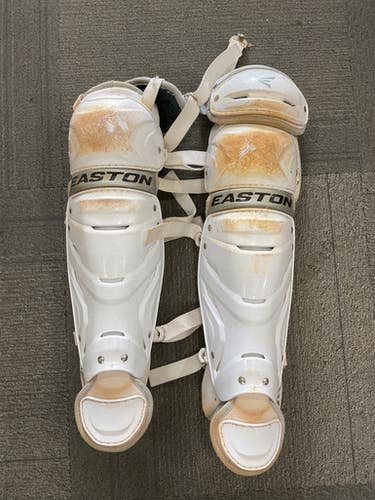 Used Easton GAMETIME SHIN GUARDS Catchers Leg Guards White Youth 11614-S000233581
