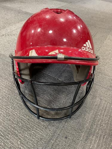 Used Adidas BATTING Batting Helmet w/Mask Red M/L 11614-S000233558