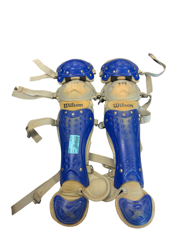 Used Wilson SHIN GUARDS Catchers Leg Guards Royal Blue Youth 11682-S000130144
