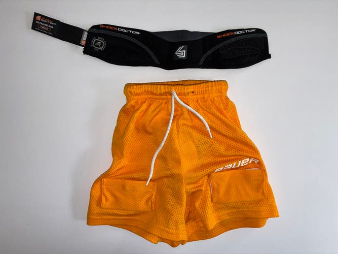 Youth Shock Doctor Orange jock shorts & neck protector (Used)