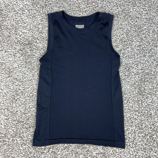 Athleta Tank Top Women XS Blue Ribbed Crew Neck Athletic Yoga Gym Workout Shanti