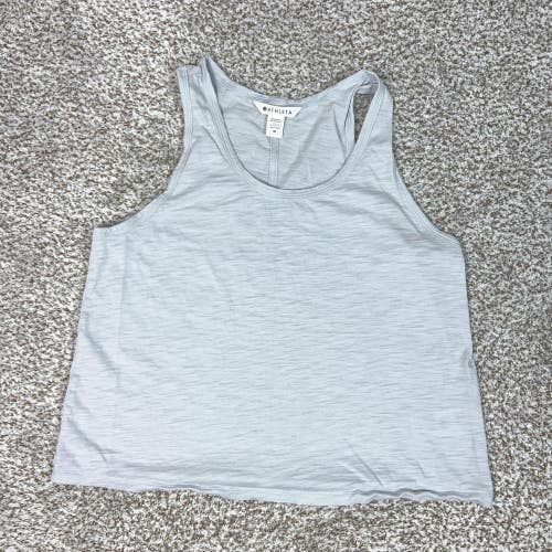 Athleta Tank Top Womens Medium Gray Relaxed Cropped Slub Yoga Gym Workout Sports