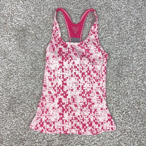 Nike Tank Top Womens Small Pink Camo Dri-FIT Built In Bra Racerback Gym Workout