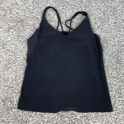 Athleta Tank Top Womens Small Black V Neck Strappy Cami Built In Bra Yoga Gym