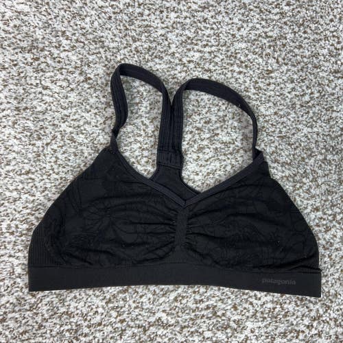 Patagonia Sports Bra Womens Medium Black Floral Racerback Stretch Workout Gym