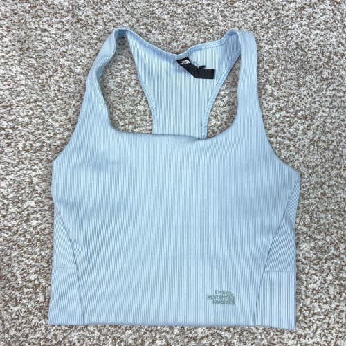 North Face Tank Top Womens Medium Blue Ribbed Square Neck Racerback Yoga Gym