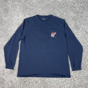Vineyard Vines Shirt Mens Large Blue Basketball Net Graphic Long Sleeve Tee Top