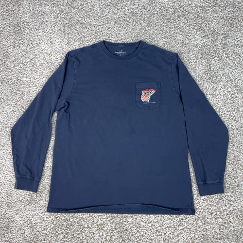 Vineyard Vines Shirt Mens Large Blue Basketball Net Graphic Long Sleeve Tee Top