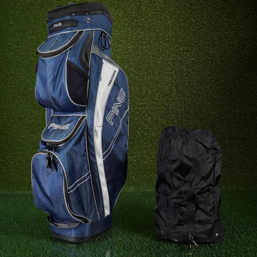 PING Traverse Cart Golf Bag Blue/Black 14-Way Divider & Rain Hood ~ LOOK!!