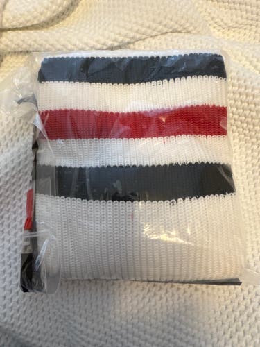 White Red Black Large Senior Pear Hockey Socks (New)