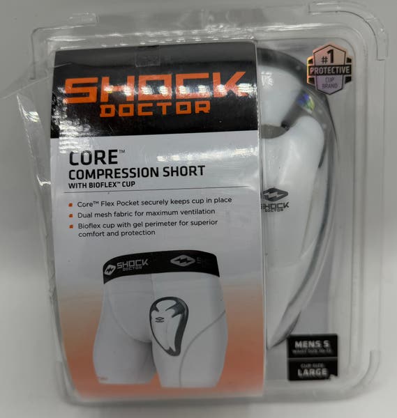 Short De Compression Shock Doctor 221 - Homme Medium - Blanc - Protection Baseball/Crosse