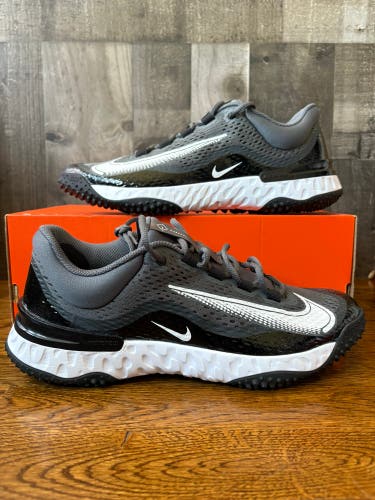 Nike Alpha Huarache Elite 4 TF Black White Baseball Cleat Turf Men Sz 10