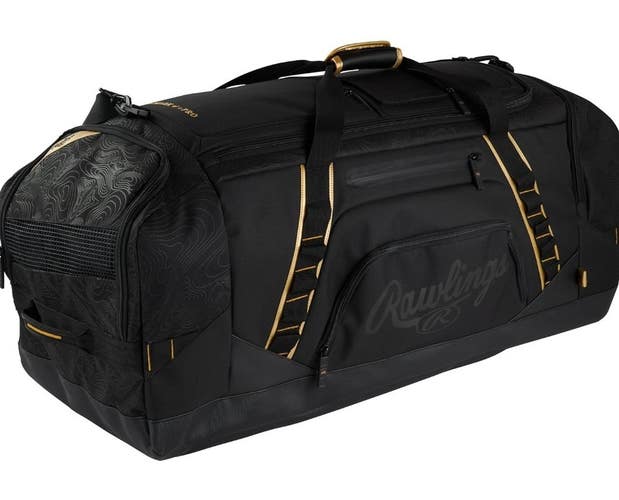 Rawlings Gold Collection XL Duffle Bag Baseball Black/Gold 37"x14"x14" Softball