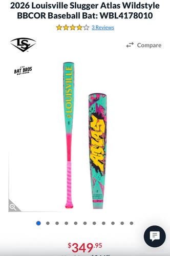 2026 Louisville Slugger Atlas Alloy BBCOR Certified Bat (-3) 29.5 oz 32.5" (New)