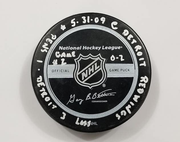 5-31-09 STANLEY CUP FINALS GAME 2 Pittsburgh Penguins at Detroit Game Used Puck