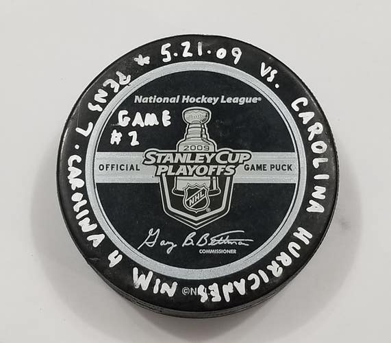5-21-09 ECF G 2 Pittsburgh Penguins vs Carolina Hurricanes Game Used Hockey Puck