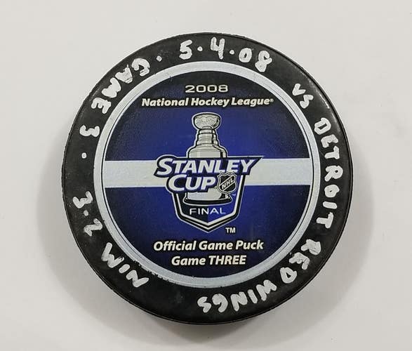 5-4-08 STANLEY CUP FINALS GAME 3 Pittsburgh Penguins at Detroit Game Used Puck