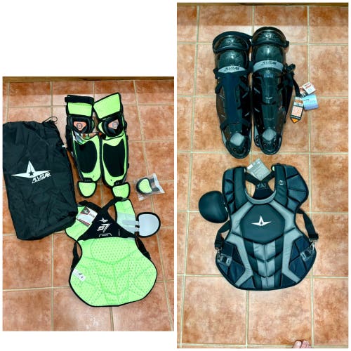 Black/Gray All Star System 7 Catcher's Set (New)