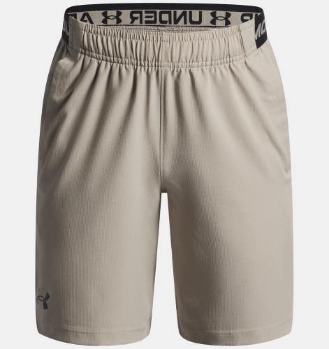 Under Armour Vanish Shorts Boys XS Taupe 4-Way Stretch Drawstring Waist DSGL556
