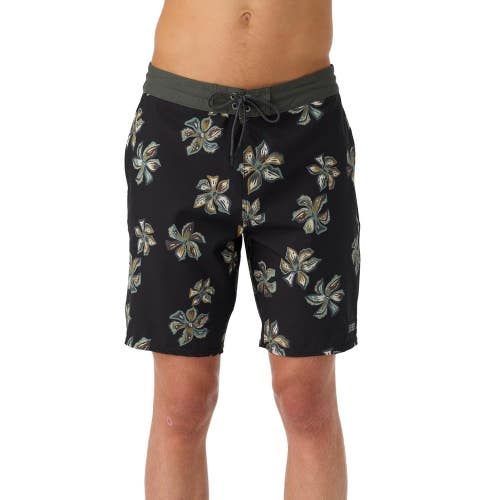 O'Neill Cruzer Boardshorts Mens 32 Black Floral Stretch Drawstring Waist DSGL605