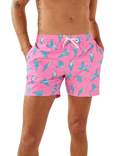 Chubbies the Toucan Do Its Swim Trunk Men's 2XL Pink Drawstring Waist DSGL641