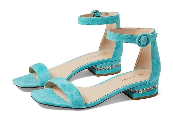 Pelle Moda Nita Strappy Womens US 6 Aqua Suede Ankle Strap Sandals JOBB2213