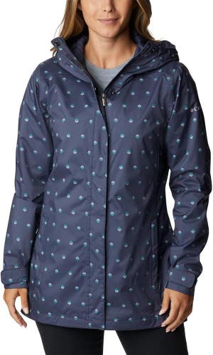 Columbia Splash A Little II Jacket Women's Blue Polka Dot Full Zip Hooded UPS685