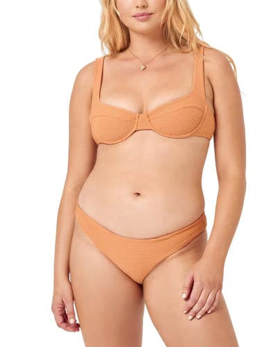 L*Space Winnie Bikini Top Womens XL Orange Stretch Rib Tie-Back Swimwear JDM1307