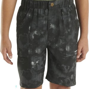 Carhartt Shorts Boys XL 18-20 Black Tie-Dye Flat Front Elastic Waist APP1859