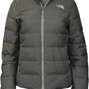 The North Face Flare Puffer Jacket Women XS Gray Down Long Sleeve Full Zip PHC70