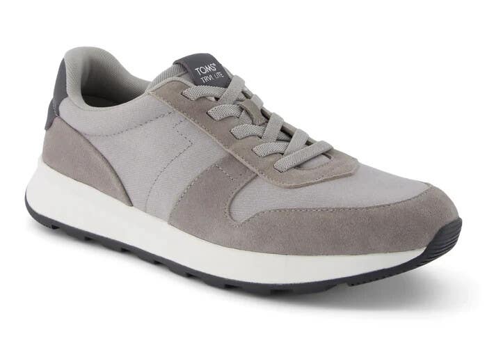 TOMS TRVL LITE Retro Sneakers Men Drizzle Grey Suede/Vintage Twill Athletic Shoe