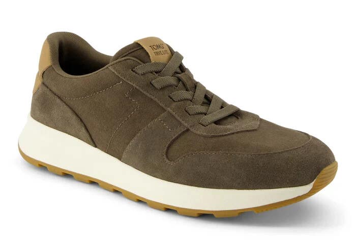 TOMS TRVL LITE Retro Sneakers Mens Canteen Suede/Vintage Twill Athletic Shoes