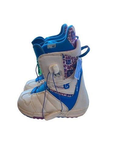 Used Burton IMPRINT 1 Girls Snowboard Boots White Youth 07.0 11883-S000159043
