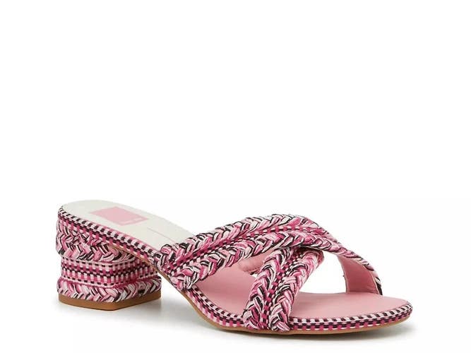 Dolce Vita Georges Sandal Womens US 9.5 Multi Pink Cross Strap Block Heel GAL322