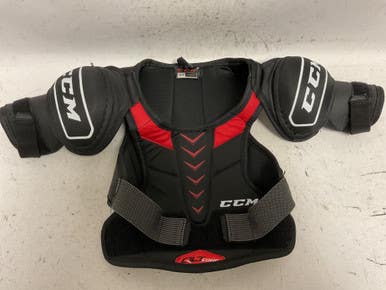 Used CCM QLT EDGE Youth Shoulder Pads Black And Red LG 11855-S000201238