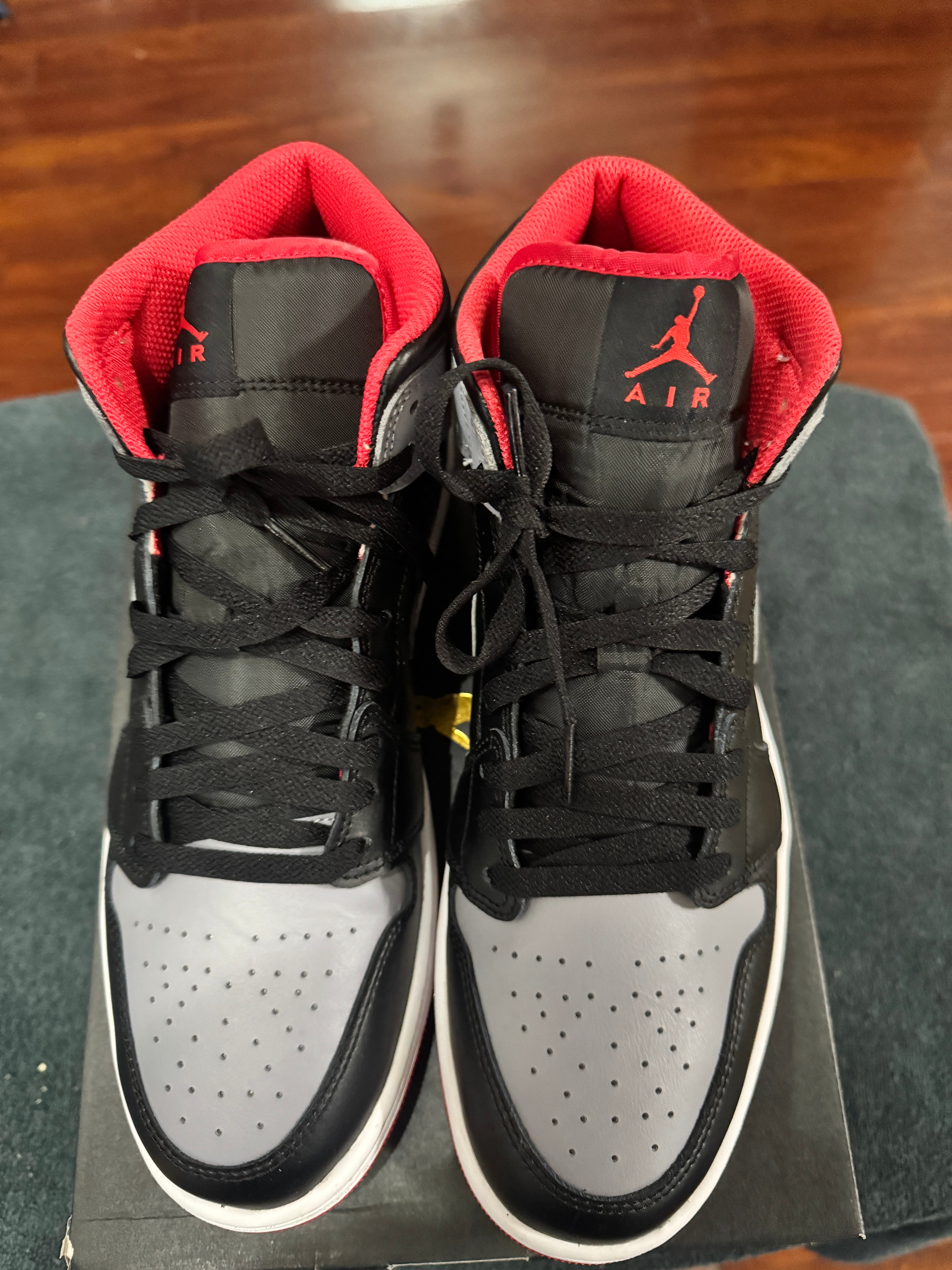 Nike Air Jordan 1 Mid Shoes Black Cement Grey Red White DQ8426-006 