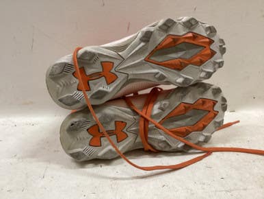Used Under Armour Jr FB Cleats Orange And White Junior 04 11725-S000499388