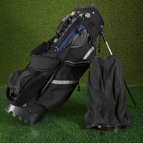 Golden Bear XS Tech Stand Golf Bag Black/Gray 7-Way Divider  Rain Hood