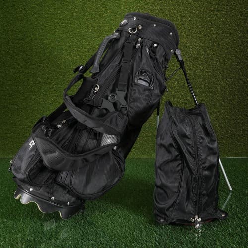 Black Stand Golf Bag 10-Way Divider Lightweight Carry 7+ Pockets Rain Hood