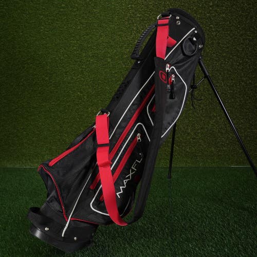 Maxfli Sunday Stand Golf Bag Black/Red 3-Way Divider Lightweight Carry